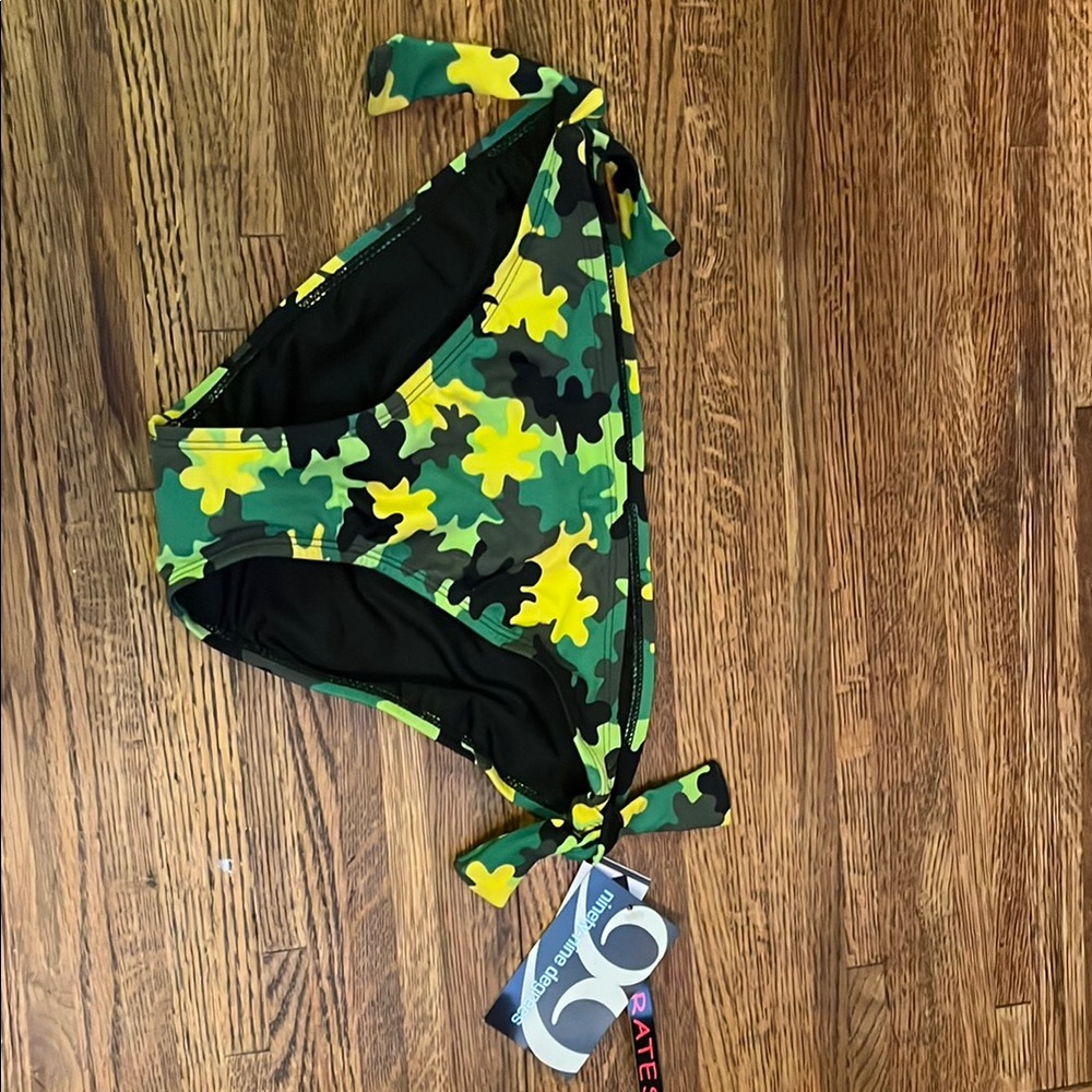99 ninety-nine degrees green camo bikini bottom style 3215k99 black yellow women
